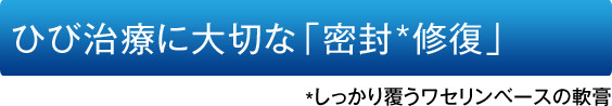 ひび治療に大切な「密封*修復」（*しっかり覆うワセリンベースの軟膏）