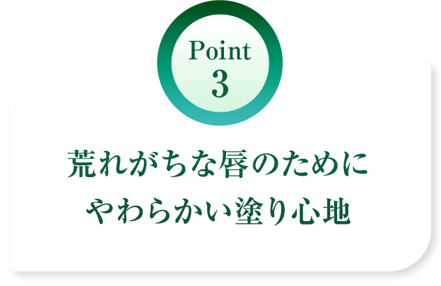 Point 3 荒れがちな唇のためにやわらかい塗り心地