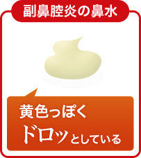 副鼻腔炎の鼻水：黄色っぽくドロッとしている