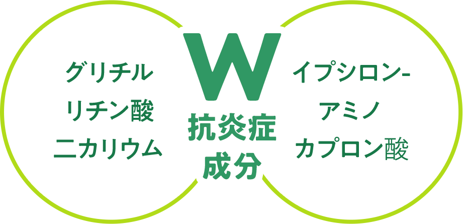 W抗炎症成分、グリチルリチン酸ニカリウム、イプシロンーアミノカプロン酸