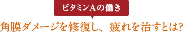 ビタミンAの働き 角膜ダメージを修復し、疲れを治すとは？