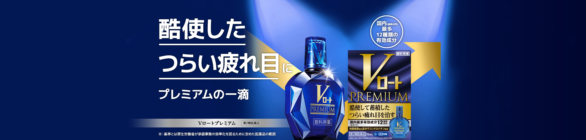 酷使したつらい疲れ目に プレミアムの一滴 Vロートプレミアム 第2類医薬品
