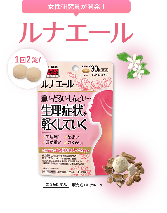 女性研究員が開発！ルナエール 1回2錠 第２類医薬品 販売名：ルナエール